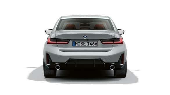 BMW 3 Serisi Sedan LCI G20, hareketsiz halde arkadan görünüm BMW 3 Serisi Sedan LCI G20, Metalik Gri/Brooklyn, hareketsiz halde arkadan görünüm