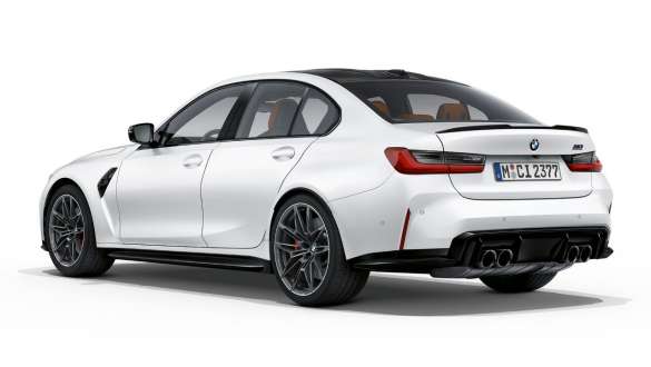 Arka tasarım, BMW M3 Competition Sedan G80, Metalik Mat Beyaz BMW M3 Competition Sedan G80, Metalik Mat Beyaz, arka tasarım, arkadan görünüm
