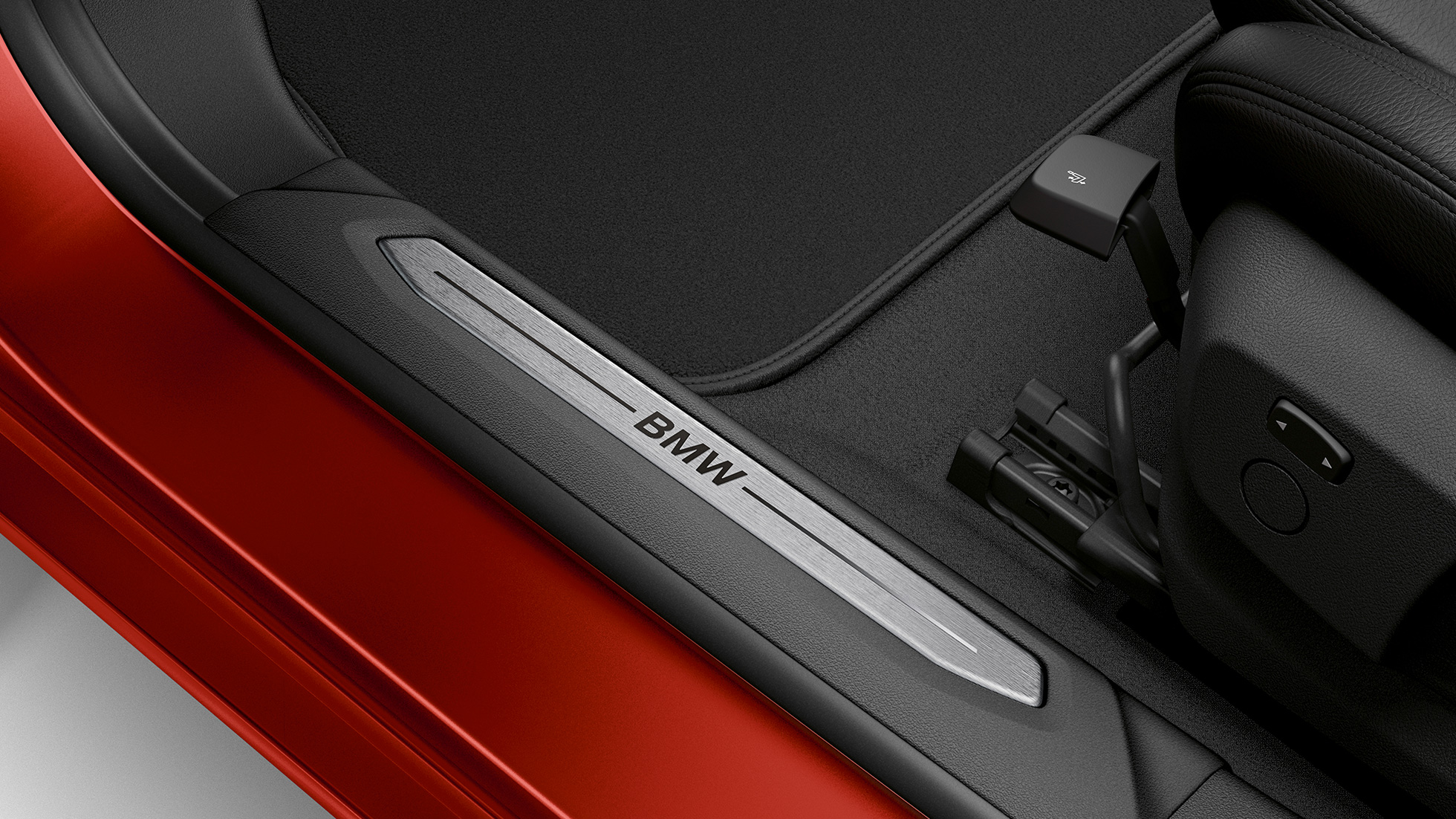 Kapı eşik kaplamaları Yeni BMW 2 Serisi Gran Coupé Sport Line Kapı eşik kaplamaları Yeni BMW 2 Serisi Gran Coupé Metalik Kırmızı/Melbourne Sport Line F44 iç tasarım