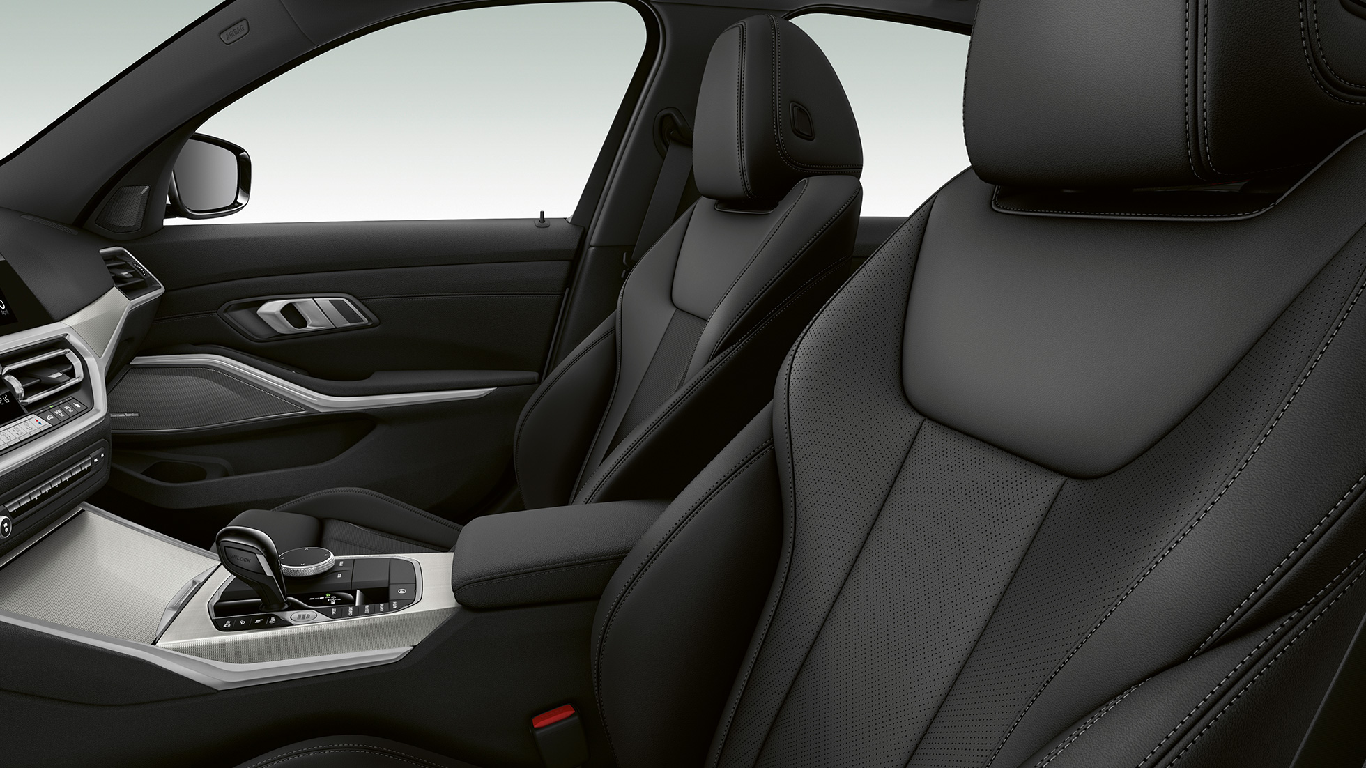 BMW 3 Serisi Sedan, Sport Line ön koltukları. BMW 3 Serisi Sedan Sport Line ön koltuklarının yandan yakın çekimi.