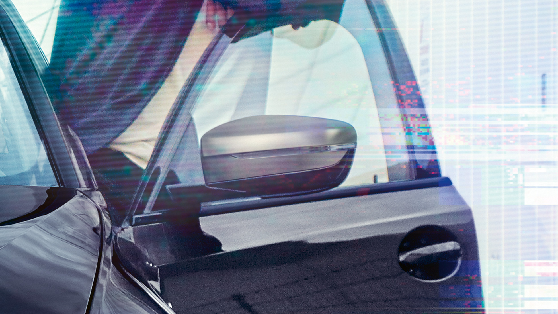 Yeni BMW 3 Serisi Sedan, ayna kapakları. Metalik Gri/Cerium ayna kapakları ve açık sürücü kapısının detaylı görünümü.