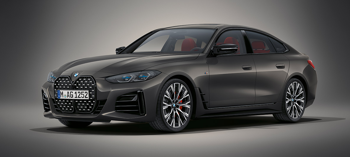 Yeni BMW 4 Serisi Gran Coupé G26, BMW Individual Metalik Gri/Dravite Yeni BMW 4 Serisi Gran Coupé G26, BMW Individual Metalik Gri/Dravite, ön çaprazdan görünüm