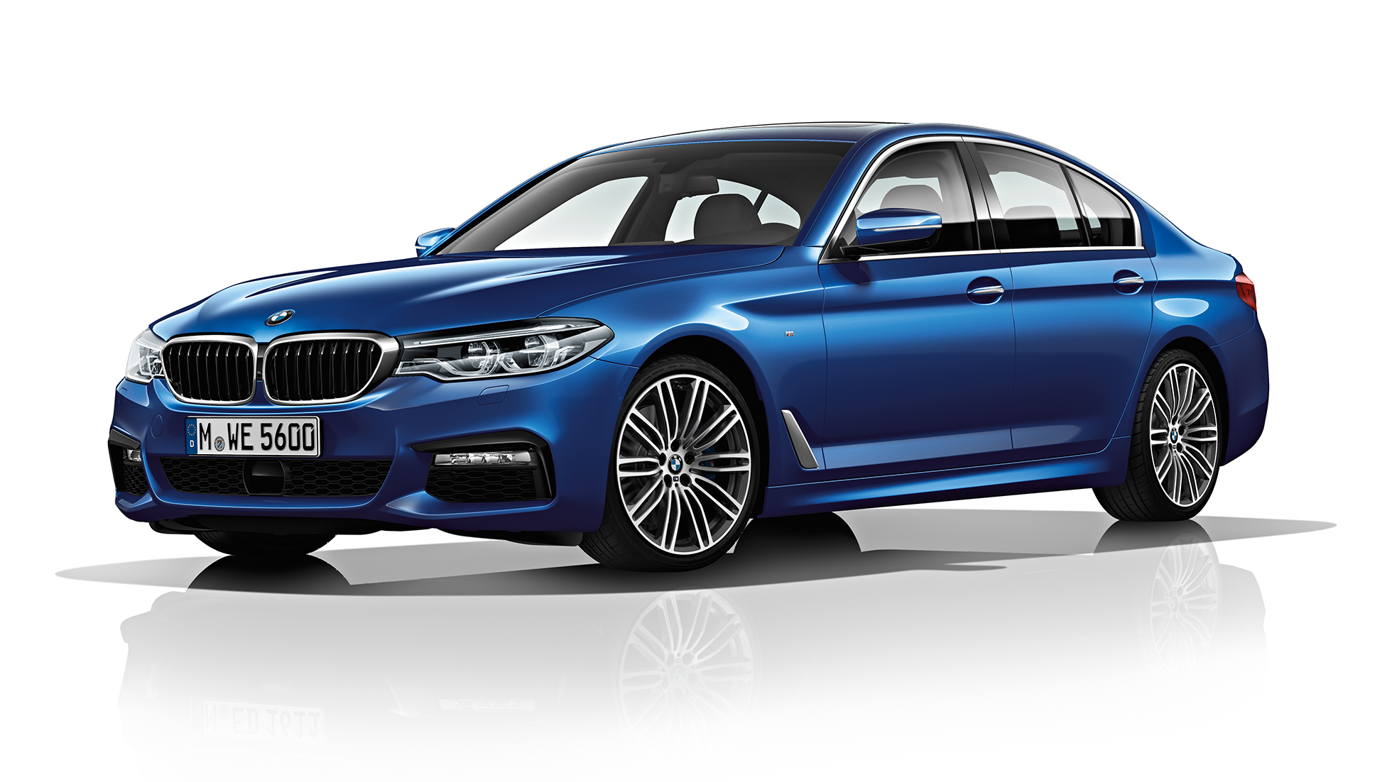 M Sport, önden görünüm BMW 5 Serisi 540i Sedan M Sport, BMW 5 Serisi 540i Sedan G30 Metalik Mavi/Mediterranean, önden görünüm