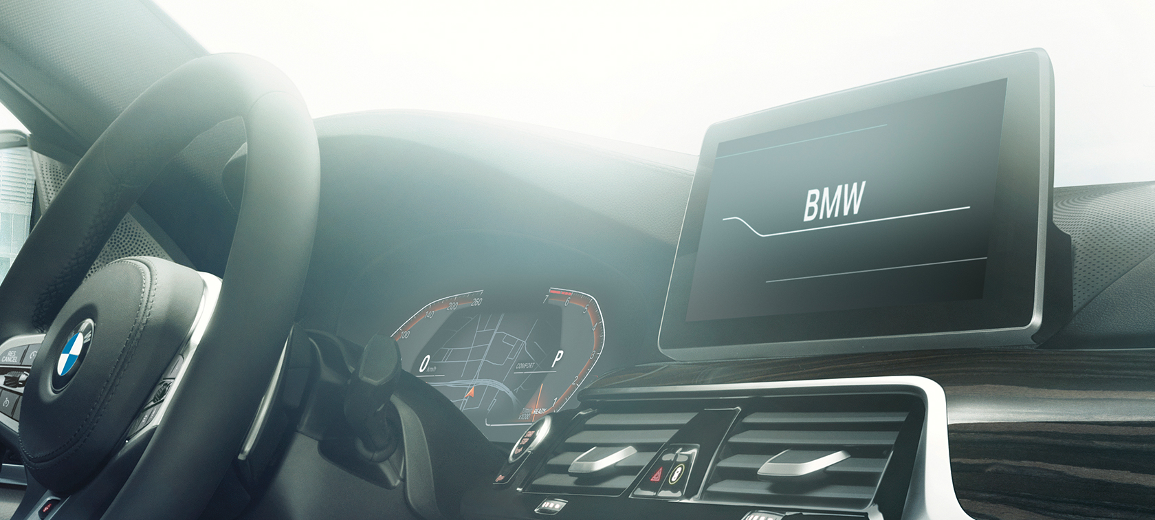 Bağlantı BMW 5 Serisi Sedan Bağlantı BMW 5 Serisi 540i Sedan G30 metalik Bluestone kokpit detaylı görünüm