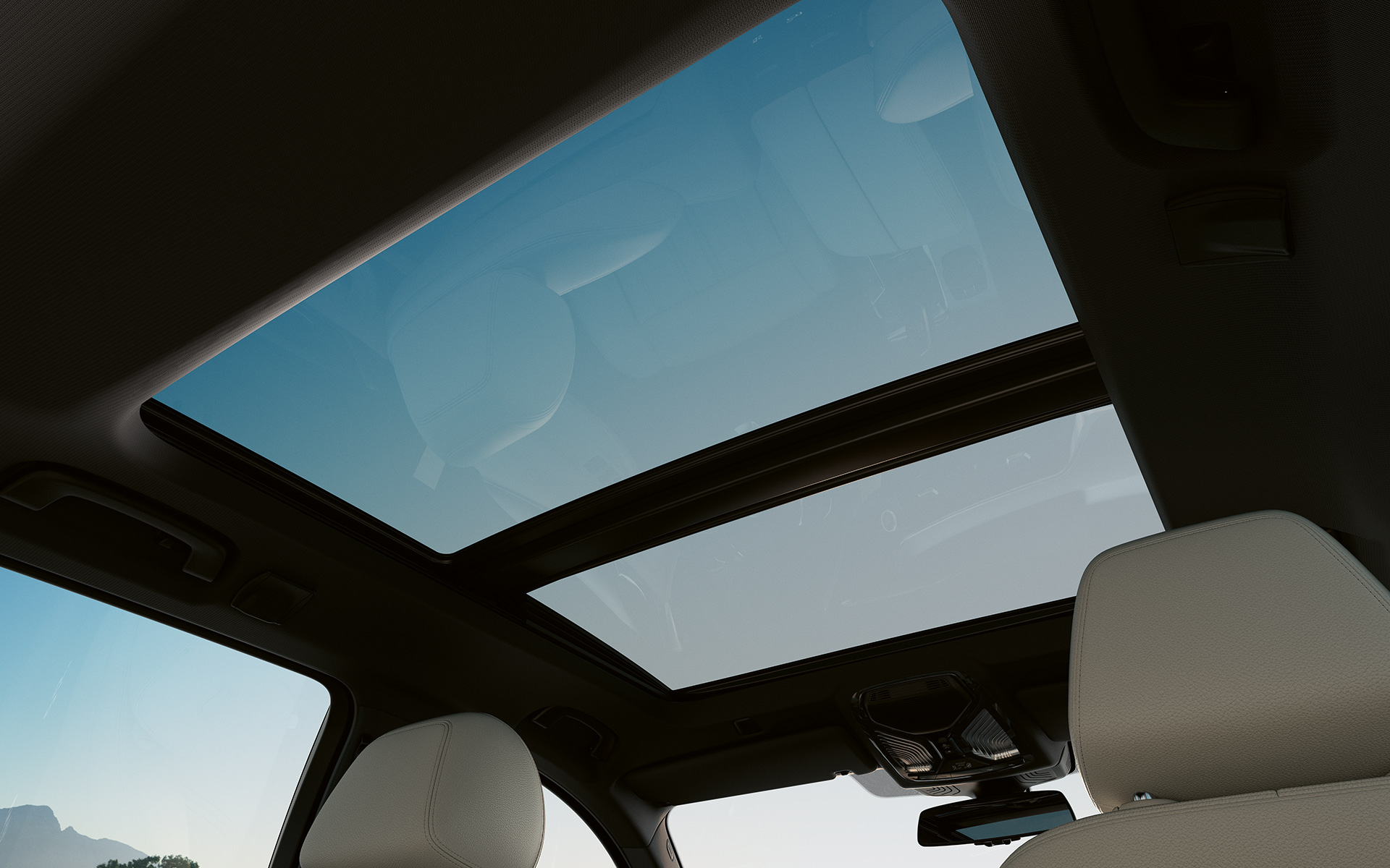 Panoramik Cam Tavan, BMW 5 Serisi Touring G31 LCI Kapalı durumdaki Panoramik Cam Tavan, BMW 5 Serisi Touring G31 Gri iç tasarım