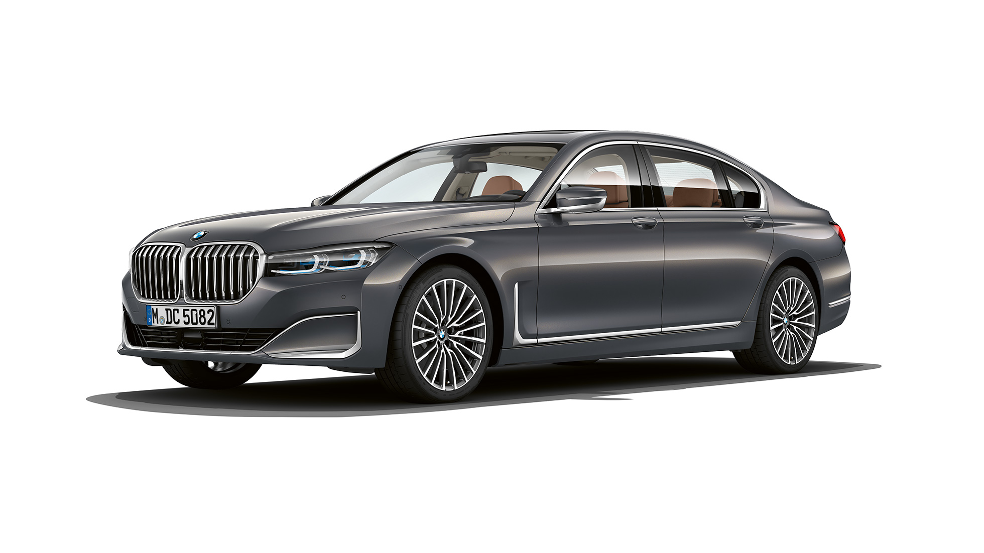 Yeni BMW 7 Serisi Sedan Pure Excellence, önden görünüm Pure Excellence Dış Tasarımı ile Metalik Gri Yeni BMW 7 Serisi Sedan, önden görünüm