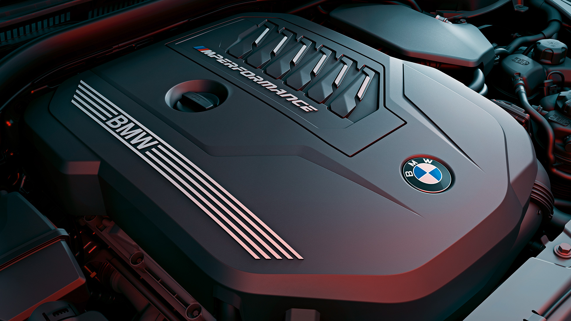 BMW TwinPower Turbo benzinli motor BMW M440i xDrive Coupé G22 BMW TwinPower Turbo sıralı 6 silindirli benzinli motor BMW M440i xDrive Coupé G22 yakın çekim