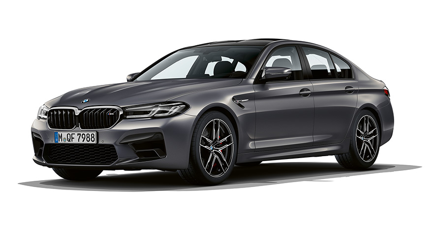 BMW M5 F90 LCI Metalik Gri/Brands Hatch ön çaprazdan görünüm