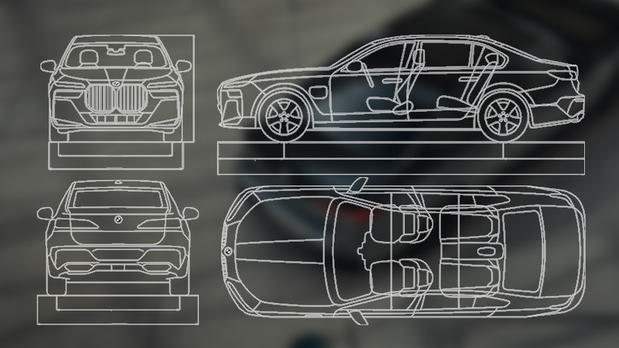 Boyut çizimleri, BMW M760e xDrive Sedan G70 Boyut çizimleri, BMW M760e xDrive Sedan G70