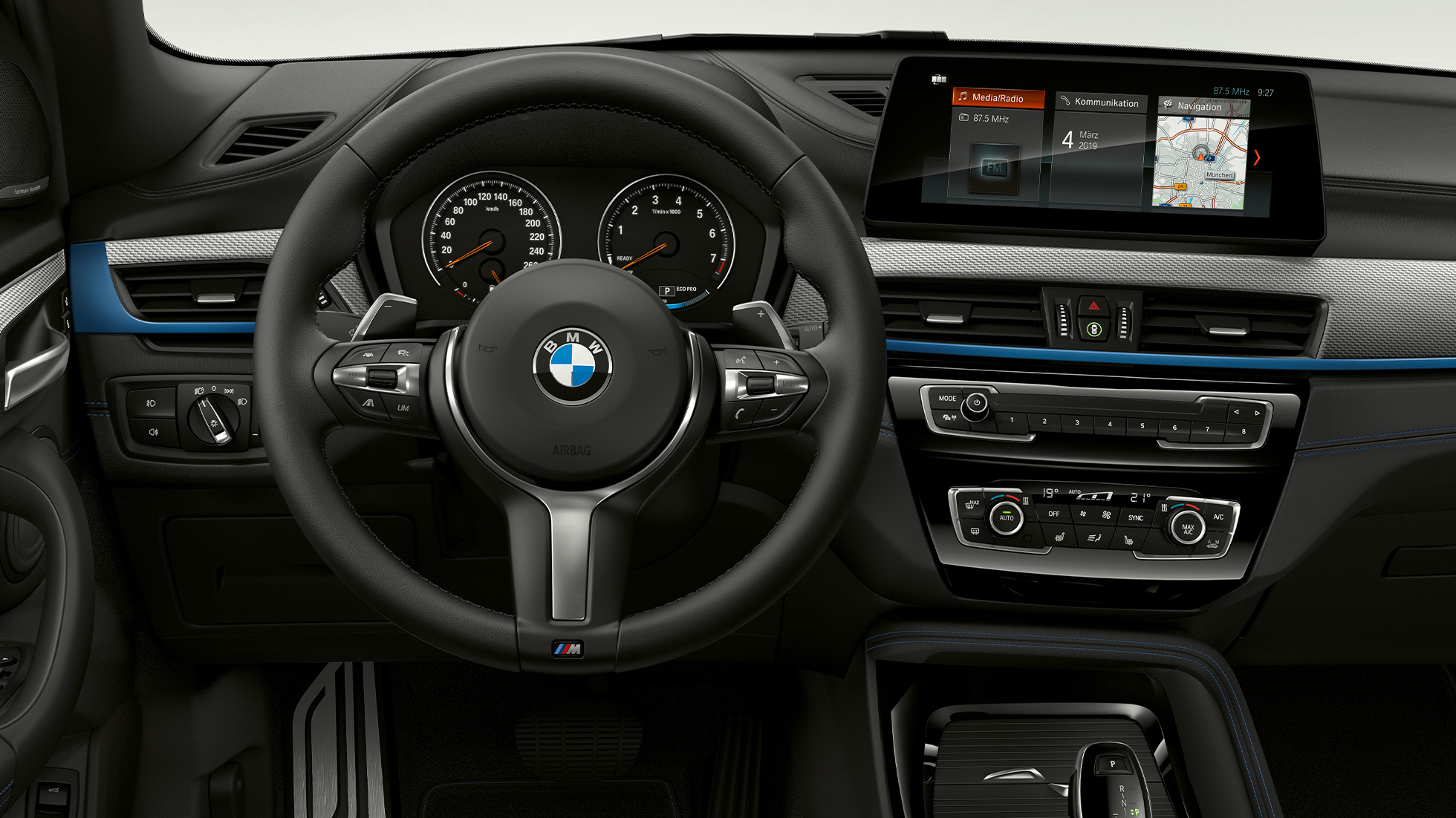 Yeni BMW X1 M Sport, iç tasarım Yeni BMW X1 M Sport, kokpit odaklı iç tasarım görünümü