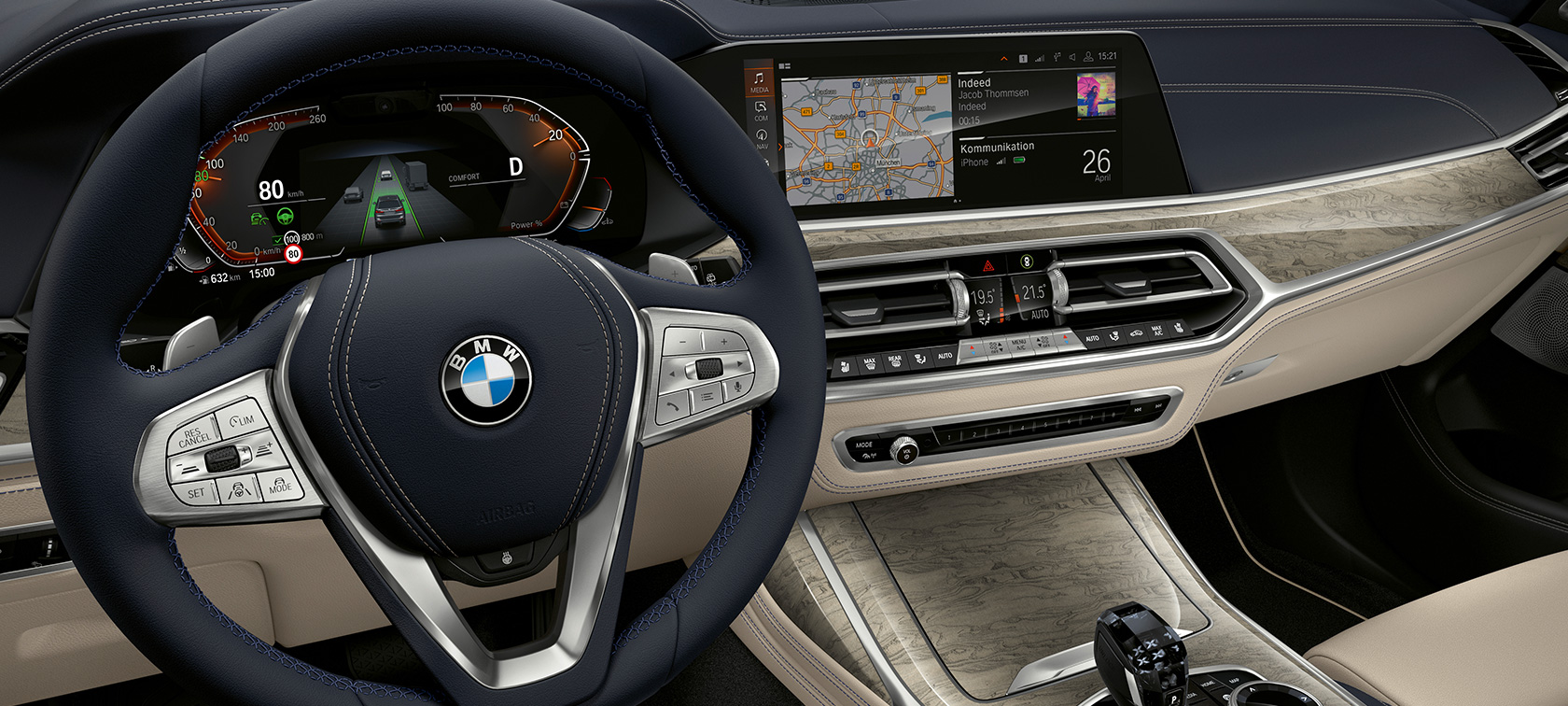 Yeni BMW X7’nin yenilikçi özellikleri Gösterge paneli ve sürücü paneline odaklı Yeni BMW X7 kokpiti