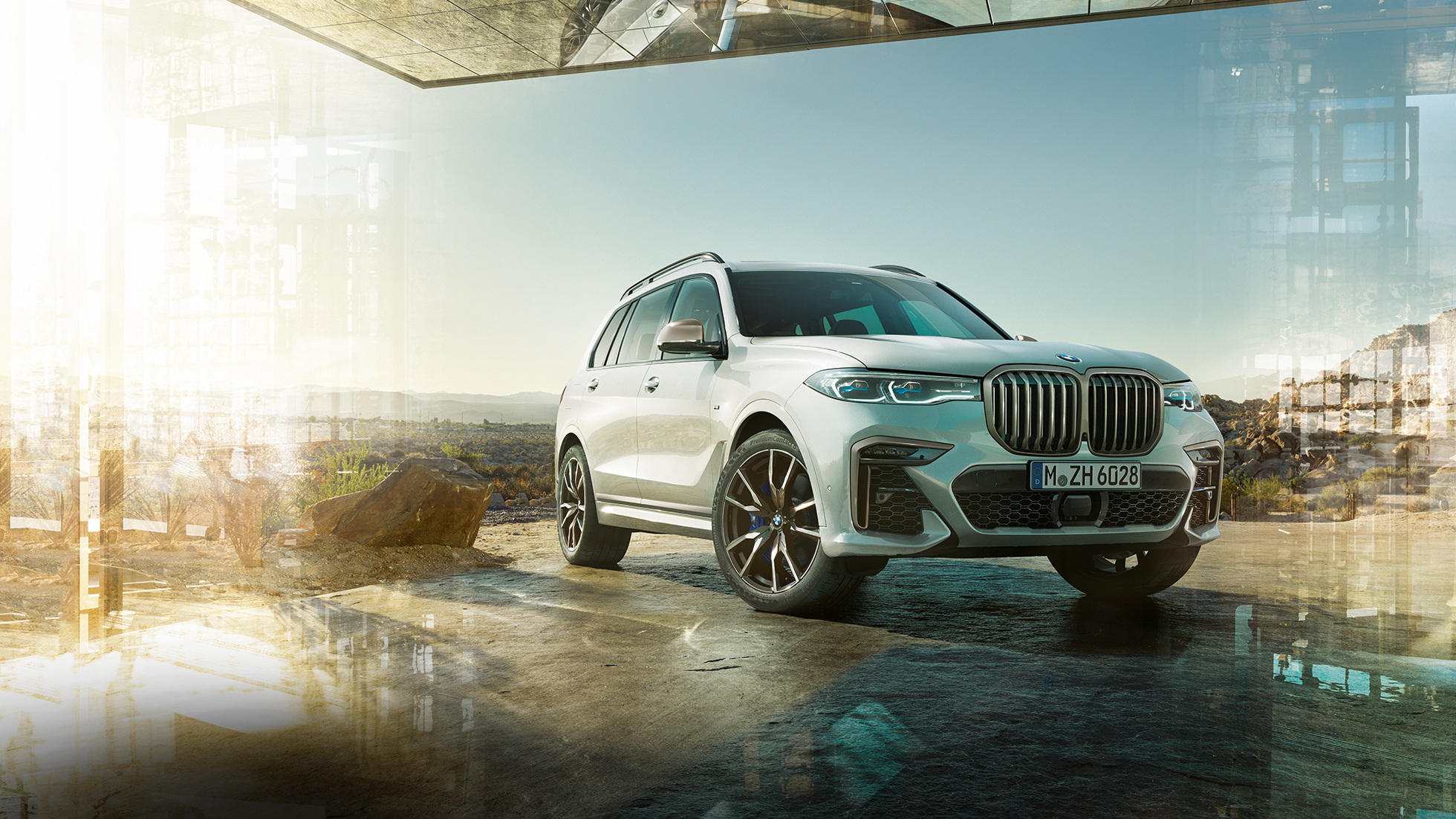 Yeni BMW X7 M50d’nin önden görünümü Yeni BMW X7 M50d: Yeni BMW X7’nin hareketsiz halde, önden görünümü