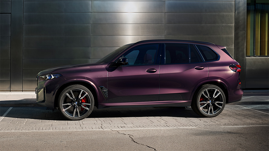 BMW X5 M60i G05 BMW Individual Metalik Mora, 2/3 yandan görünüm, park halinde