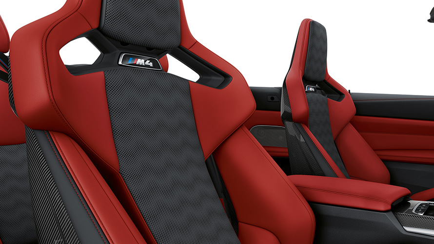 BMW M4 Cabrio G83 Fiona Kırmızı/Siyah M Carbo koltuklar BMW M4 Cabrio G83 Fiona Kırmızı/Black M Carbo koltuklar