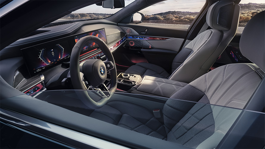 Duman Beyazı/Açık Gri özel öğeleriyle BMW Individual Merino deri/yün-kaşmir kombinasyonu