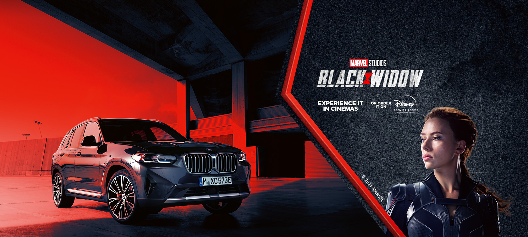 BMW X3 xDrive30e G01 ve Marvel Studios'un Black Widow filmi Yeni BMW X3 xDrive30e G01 ve Marvel Studios'un Black Widow filmi