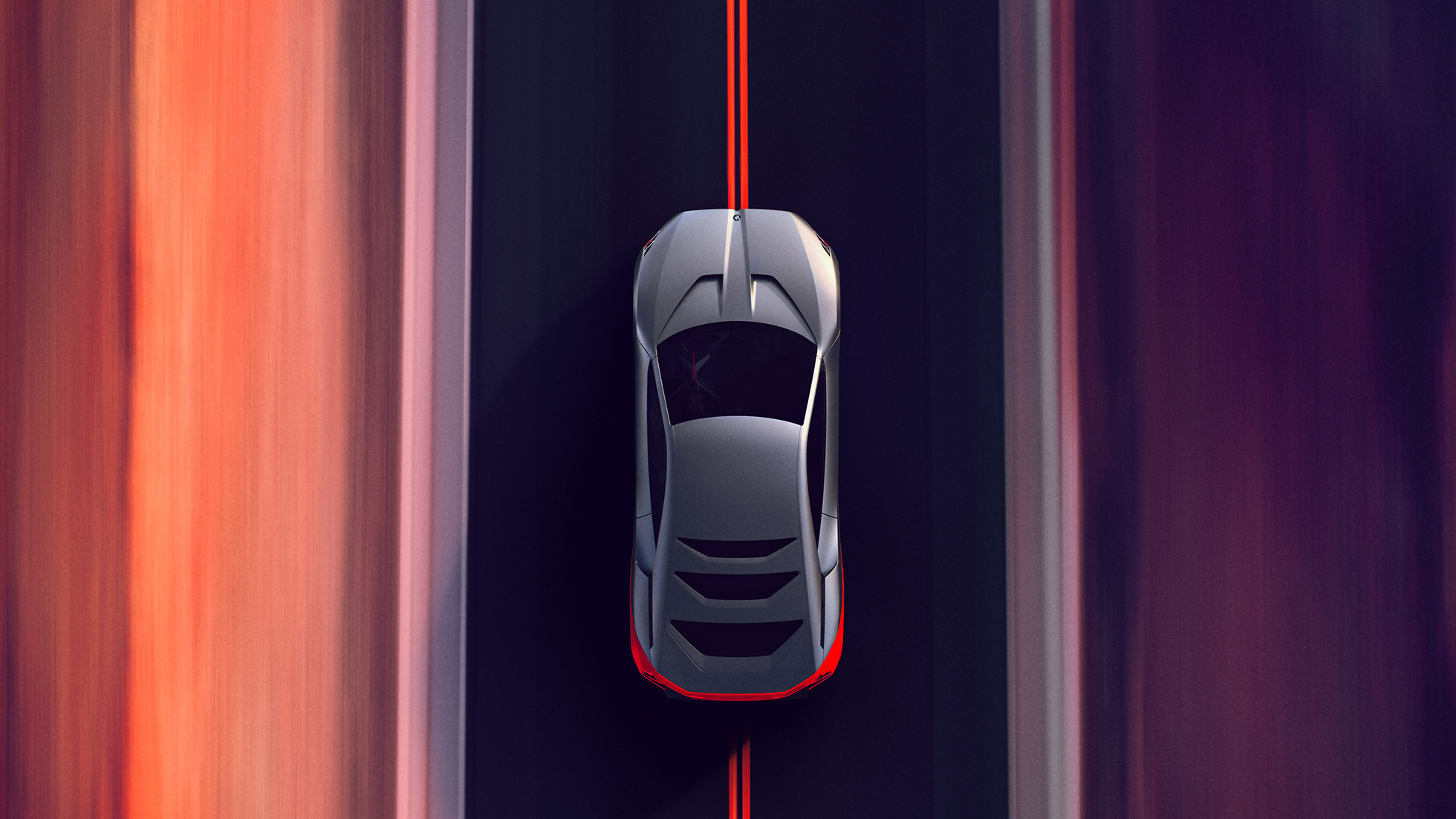 BMW Vision M NEXT, üstten görünüm BMW Vision M NEXT, seyir halinde üstten görünüm