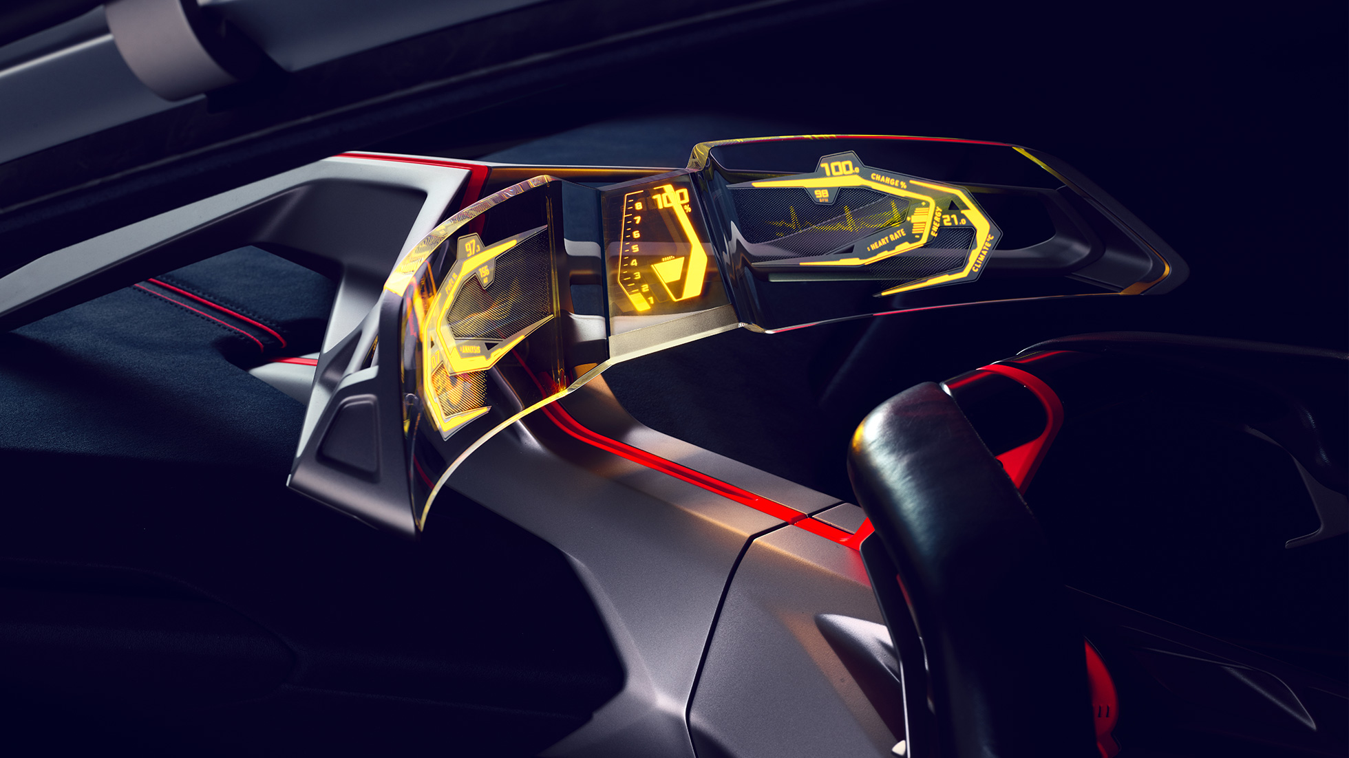 BMW Vision M NEXT, iç tasarım BMW Vision M NEXT, İç Tasarım, Boost Pod, Eğimli Cam Ekran