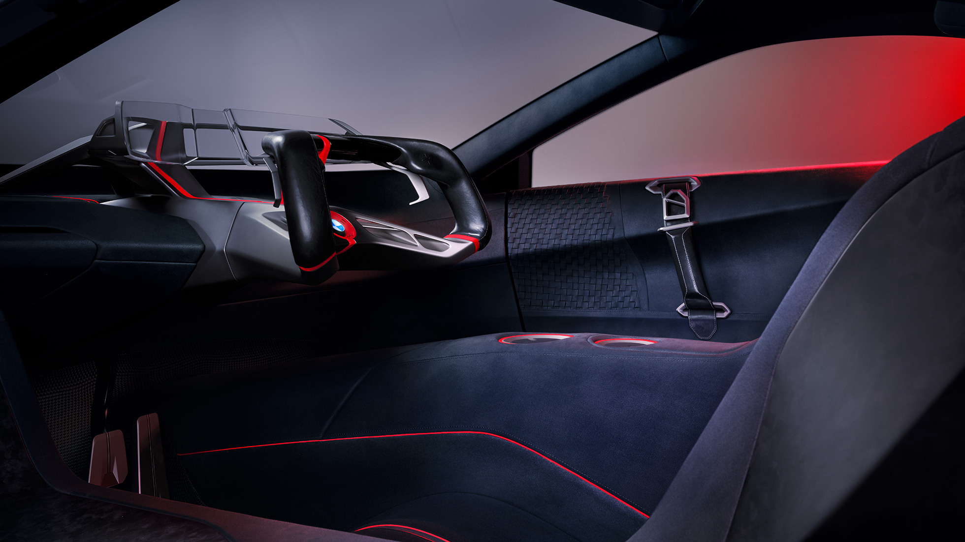 BMW Vision M NEXT, iç tasarım BMW Vision M NEXT, iç tasarım, tasarım, emniyet kemerleri