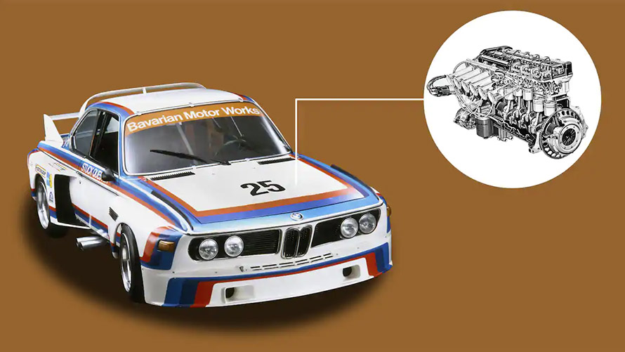BMW 3.0 CSL Racing Coupé’nin (E9) sıralı 6 silindirli motoru (1974) BMW 3.0 CSL Racing Coupé’nin (E9) sıralı 6 silindirli motoru (1974)